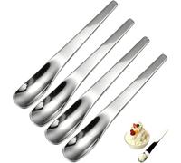 Long Handle Stainless Steel Dessert Spoon with Long Ergonomic Handle，4PC | 316L Stainless Steel Long Handle Dessert Spoon, Extended Long Handle Dessert Spoons, Thick Multi-Purpose Spoons for Ice Cream