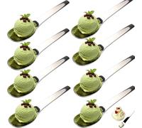 Long-Handle Stainless Steel Dessert Spoon with Long Ergonomic Handle (8PC) | 304 Stainless Steel Deep Ice Cream Spoons for Iced Tea Milk Shake Ice Cream Sundeas Cool- Elegant Long Handled Teaspoons