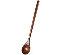Long handle wooden cooking spoon for stirring food in large pots, nonstick safe, designed for use in boiling, canning, and preparing thick dishes (Brown)