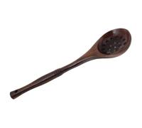 Long Handle Wooden Slotted Spoon Deep Scoop Skimmer for Kitchen Cooking | Polished Smooth Burr-free Finish, Reduces Oil Splatter, Suitable for Noodles, Dumplings, Hot Pot Dining and Home Cooks