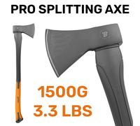 Wood axe, long handled felling 1.5kg log/timber splitter, chopper