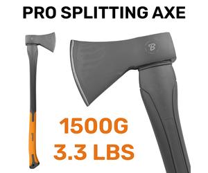 Long Handled 1.5kg Axe - Wood Felling, Log Splitting & Timber Chopper Tool