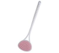 Long Handled Bath Brush Back Scrubber for Shower Bathroom Use | Plastic and Silicone Build, Pink Finish, Comfortable Texture, Easy Scrubbing, Bathing Accessory
