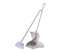 Long Handled Broom and Dustpan Set, Stand Up Dustpan and Broom, Long Reach Sweeper Set, No Bend Cleaning Tools, Self-Standing Storage, for Home, Office, Hotel Indoor Outdoor Use (White)