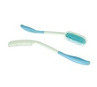 Long-Handled Brush and Comb Set - Ergonomically Designed Rubber Handles