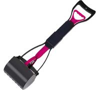 Long Handled Dog Poop Scooper, Folding Pooper Scooper for Dogs with 23 Inch Handle, Lightweight Portable Dog Waste Picker for Garden, Pink