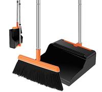 Long Handled Dustpan and Brush Set ,Adjustable 180° Rotating Broom and Dustpan Set, Portable Dustpan Combo Set with Scraper Teeth Household Upright Dustpan For Household Cleaning and Sweeping