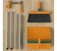 Long Handled Dustpan And Brush Set Heavy Duty Broom & Dust Pan With Strong Metal Handle