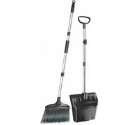 Long Handled Dustpan and Brush Set, Heavy Duty Upright Dust Pan and Broom Combo- Sweeping Brush and Dustpan Set for Residential and Commercial use -Garden Indoor Garages Lobby Home