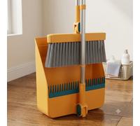 Long Handled Dustpan And Brush Set Upright Broom Sweeper With Strong Metal Handle