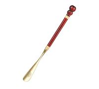 Long Handled Shoehorn - Wooden Brass Head Dressing Stick, Strong Extended Shoe Horn Aid, Extra Long Reach Dressing Helper Tool | Daily Footwear Accessory For Men Women Seniors And Kids