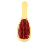 Long Handled Silicone Shampoo Scalp Massager Brush for Shower | Dual Teeth Design, Scalp Cleaning for Bath Routine, Bright Yellow Handle with Pink and Red Accents