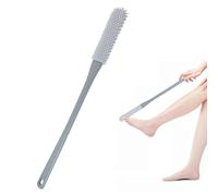 Long-Handled Silicone Toe Crevice Cleaning and Exfoliating Brush with Reusable Drying Covers - Lotion Applicator for Men and Women (Gray)