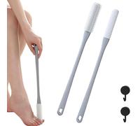 Long Handled Silicone Toe Crevice Cleaning Exfoliating Brush, Silicone Soft Bristles Between Toes Brush with Long Handle for Shower (Gray)