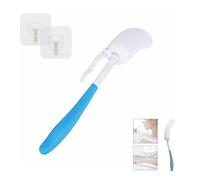 Long Handled Sponge for Shower Anti-Slip Curved Handles Bath Brush, Easy Reach Anti-Slip Curve Handle Body Brushes for Seniors,Suitable for Elderly/Pregnant Aid Bathing and Shower (Blue-White)