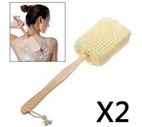 LONG HANDLED WOODEN LOOFAH BACK SCRUBBER SPA BODY SPONGE SHOWER BATH SISAL BRUSH