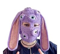 Long Hat with Rabbit Ears Knitted Hat with Rabbit Ears - Winter Warm Knitted Beanies with Long Ears and Neck Gaiter, Hat with Earmuffs for a