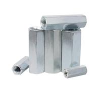 Long Hex Coupling Nut,Hex Rod Coupling Nuts M5-M18 Threaded Rod Connectors Zinc Coupler Joint Sleeve Extension(M6x10x30mm 10pcs)