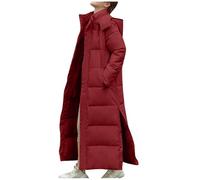 Long Hooded Jacket Trendy Coat Women Winter Cotton Padded Warm Maxi Puffer Coat Lady Long Parka Jacket Down Removable Hood for Ladies Sleeve Warm Outwear Solid Black Big Pocket