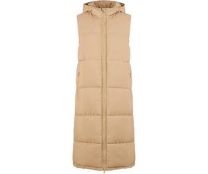 Long hooded sleeveless puffer jacket for women Urban Classics Beige S