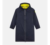 Long Hooded Waxed Jacket Navy