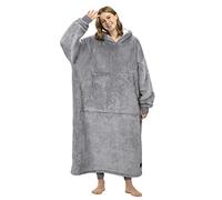 Long Hoodie Blanket, Warm Gifts for Women, Oversized Thick Sherpa Sweatshirt, Soft Cozy Wearable Blanket, Giant Hoody Sweater Adults Men Women, Ash Grey