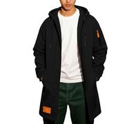 Long Hoodies for Men UK, Mens Full Zipper Cargo Hooded Sweatshirts Long Sleeve Tactical Pullover Tops with Multi Pockets & Drawstring Casual Comfortable Jackets Winter Fitness Work Hoody Sweatshirt