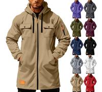 Long Hoodies for Men UK, Mens Full Zipper Cargo Hooded Sweatshirts Long Sleeve Tactical Pullover Tops with Multi Pockets & Drawstring Casual Comfortable Jackets Winter Fitness Work Hoody Sweatshirt