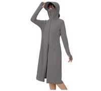 Long Hoodies for Women Uk 1/2 Zip Up UPF 50+ Sun Protective Hoodies with Face Mask Thumb Hole Long Sleeve Top Running Jacket Breathable Activewear Yoga Workout Jackets for Outdoors & Travelling