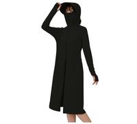 Long Hoodies for Women Uk 1/2 Zip Up UPF 50+ Sun Protective Hoodies with Face Mask Thumb Hole Long Sleeve Top Running Jacket Breathable Activewear Yoga Workout Jackets for Outdoors & Travelling