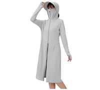 Long Hoodies for Women Uk 1/2 Zip Up UPF 50+ Sun Protective Hoodies with Face Mask Thumb Hole Long Sleeve Top Running Jacket Breathable Activewear Yoga Workout Jackets for Outdoors & Travelling