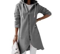 Long Hoodies for Women UK,Longline Hoodie Full Zip Oversized Knee Length Asymmetric Hooded Jackets Autumn Winter Fleece Thermal Ladies Tunic Sweatshirt Coats Baggy Cozy Outerwear Cardigans Dark Grey
