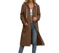 Long Hoodies for Women UK Oversized Full Zip Jacket Side Slit Baggy Hooded Sweatshirt Casual Long Sleeve Warm Fleece Hoodie Longline Coats Solid Color Loose Cardigan Ladies Pullover Jumper with Pocket