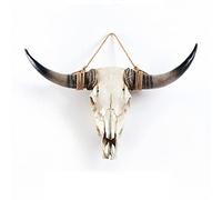 Long Horn Cow Skull Wall Hanging - Handmade Resin Farmhouse Decor in Brown | Faux Bull Cow Skull Sculpture (37" * 24" * 7")