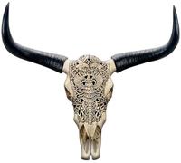 Long-Horns Cow Skull Wall Decor, Faux Taxidermy Head Wall Decor Sculpture, Handmade Simulation Large Bull's Head(B-68 * 64cm/26 * 25in)