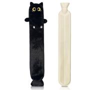 Long Hot Water Bag,Cat Hot Water Bottle,2l Large Rubber Hot Water Bottles,Hot Water Bottles with Soft Fluffy Cover,Lovely Cat Shape Long Warm Water Bottle,Winter Warm Water Bag,Neck Shoulder (Black)