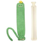 Long Hot Water Bottle,2L Large Rubber Hot Water Bottles,Easy Take On/Off,Hot Water Bottles with Soft Fluffy Cover,Pain Relief for Neck Back Legs Arthritis Period Pain Hand Bed Warmer (Green)