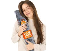 Long Hot Water Bottle for Adults with Cover-Back-Neck-Stomach Pain Relief 2 Sided with Pockets Super Soft Fur-Velvet 2L 76cm