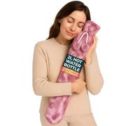Long Hot Water Bottle for Back Ache and Pain Relief - 2L Soft Pink Plush Covered Hot Water Bottle - Luxury, Washable and Reusable Hot Water Bag