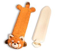 Long Hot Water Bottle,Fox Raccoon Hot Water Bottle with Animal Fleece Cover,1L Long Natural Rubber with Removable,for Neck Back Legs Arthritis Period Pain Hand Bed Warmer (A)