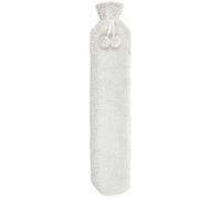 Long Hot Water Bottle Thick Sherpa Fleece Cover Open Top 2 Litre - Light Grey
