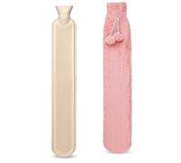 Long Hot Water Bottle with Fluffy Cover, Large 2 Litres Hot Water Bottle with Soft Premium Faux Fur Cover, 73 Centimeter Rubber Hot Water Bag(Pink)