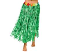 Long Hula Grass Skirt Hawaiian Party Flowers Length 80cm - Green - Plus Size
