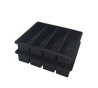 Long Ice Cube Mould with Lid | Food Grade Silicone Ice Compartment | Large Capacity Ice Box | Dual Purpose Ice Cube/Ice Bar | for Bar Bartending Cocktail (Yellow/Black) (Black Without lid)