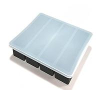Long Ice Cube Mould with Lid | Food Grade Silicone Ice Compartment | Large Capacity Ice Box | Dual Purpose Ice Cube/Ice Bar | for Bar Bartending Cocktail (Yellow/Black) (Black with lid)