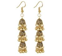 Long Indian Jhumka Jhumki Ethnic Dangle Earring for Women Ladies Bohemian Vintage Oxidized Bollywood Tassel Bell Drop Dangling Earrings Boho Traditional Jewelry Valentine's Day Party, Metal, No