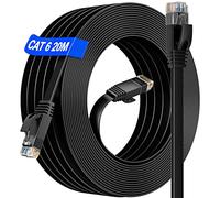 Long Internet Cable 20m Cat 6 Ethernet Cable High Speed 1000Mbps Gigabit | 1000Mbps Gigabit Flat Lan Cable Compatible with Cat.5e Cat.6 for PS5 PC Switch Router Xbox Smart TV Home Office Network Black