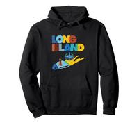 Long Island Coastal Compass Lighthouse Retro Geometric Pullover Hoodie