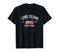 Long Island Flag NY Souvenir Native Long Islander Map NYC Value Graphic T-Shirt, Men, Black, M