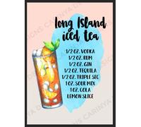 Long Island Ice Tea Cocktail Recipe Metal Sign man cave sign bar Wall Plaque pub (Aluminium A5 (200x150mm) Approx)